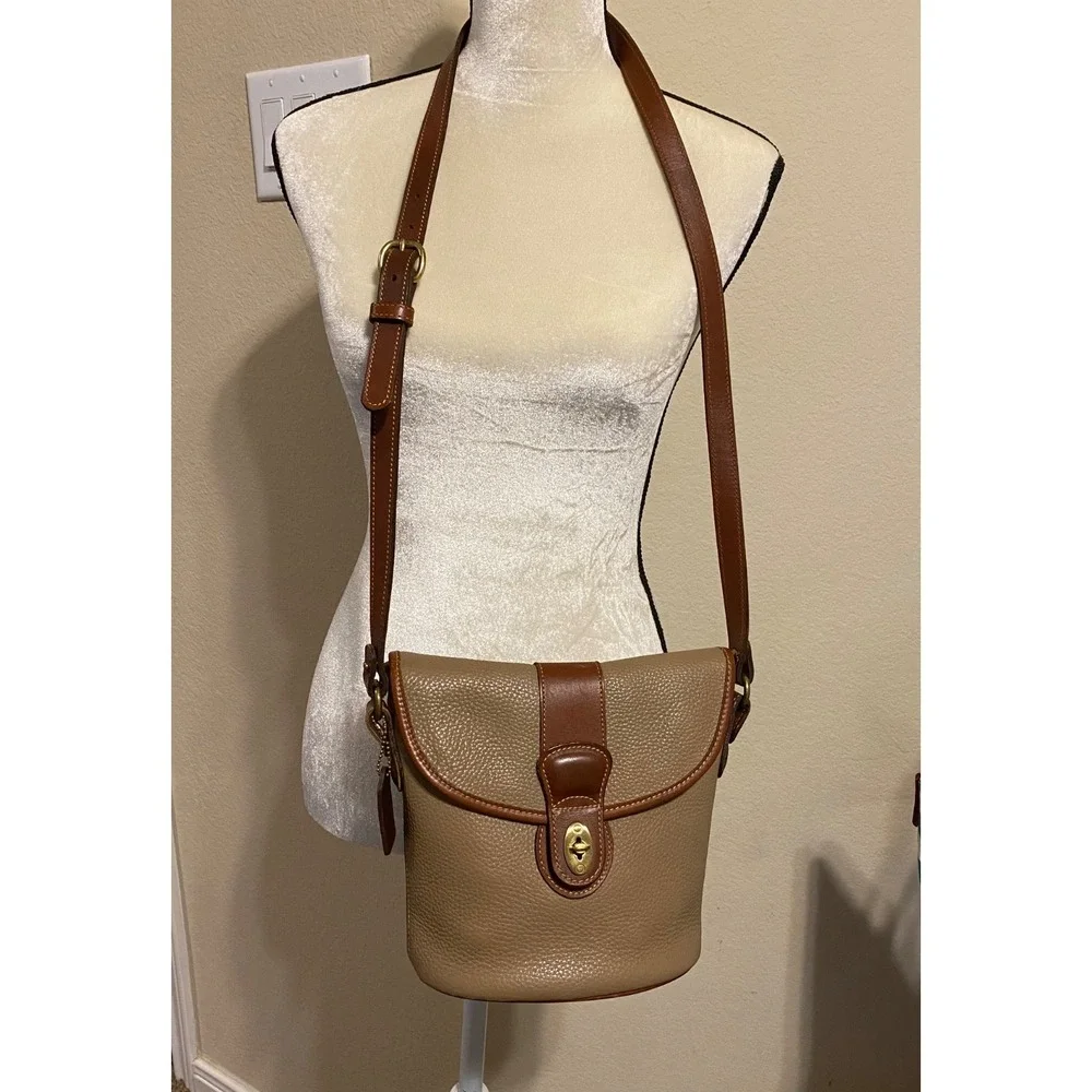 Coach Sheridan Stewart Bag Taupe‎ Brown Leather Crossbody Vintage Pre 1994